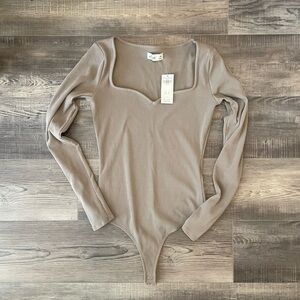 Hollister Taupe Long Sleeve Bodysuit